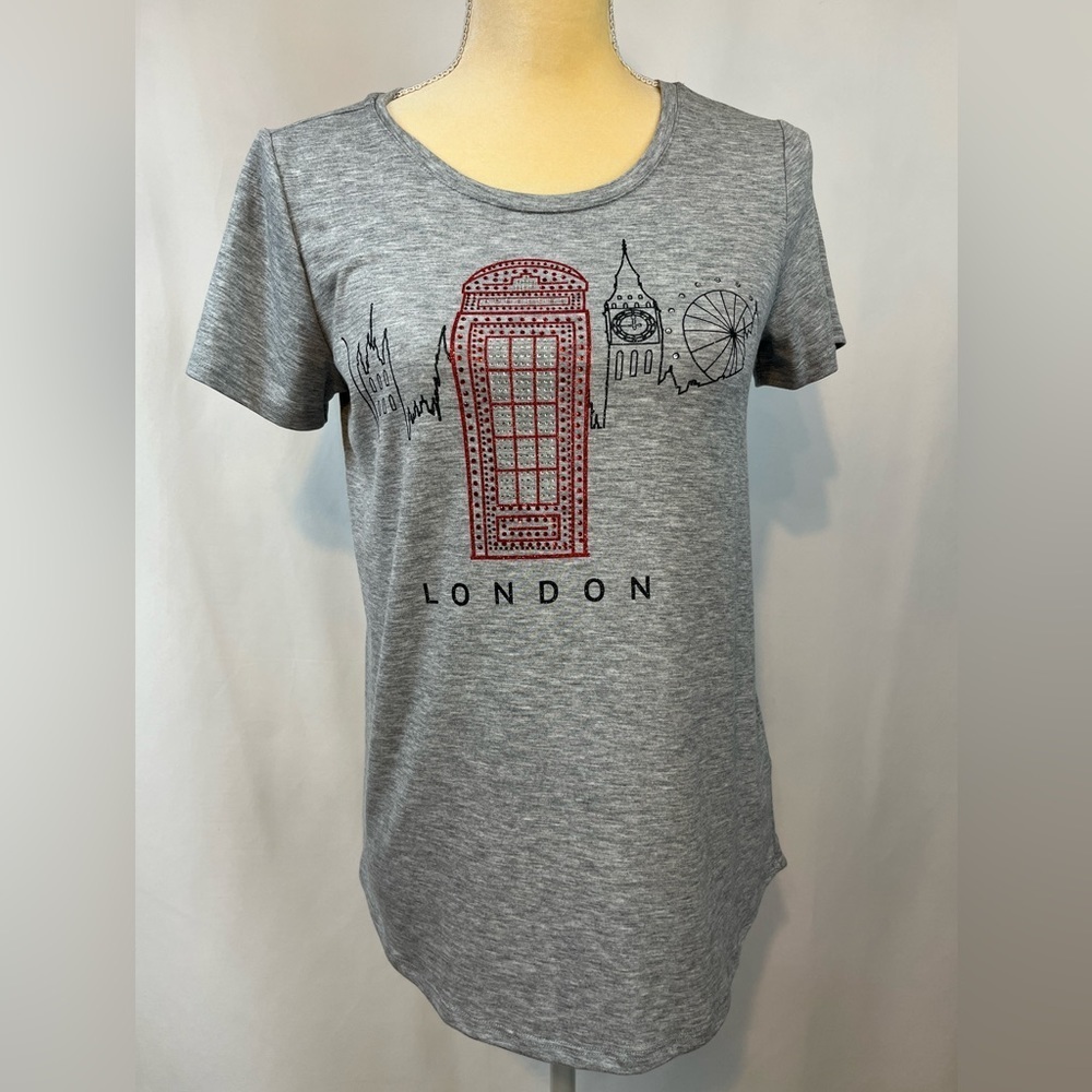 Grey Short Sleeve Blouse with London Design Size SP